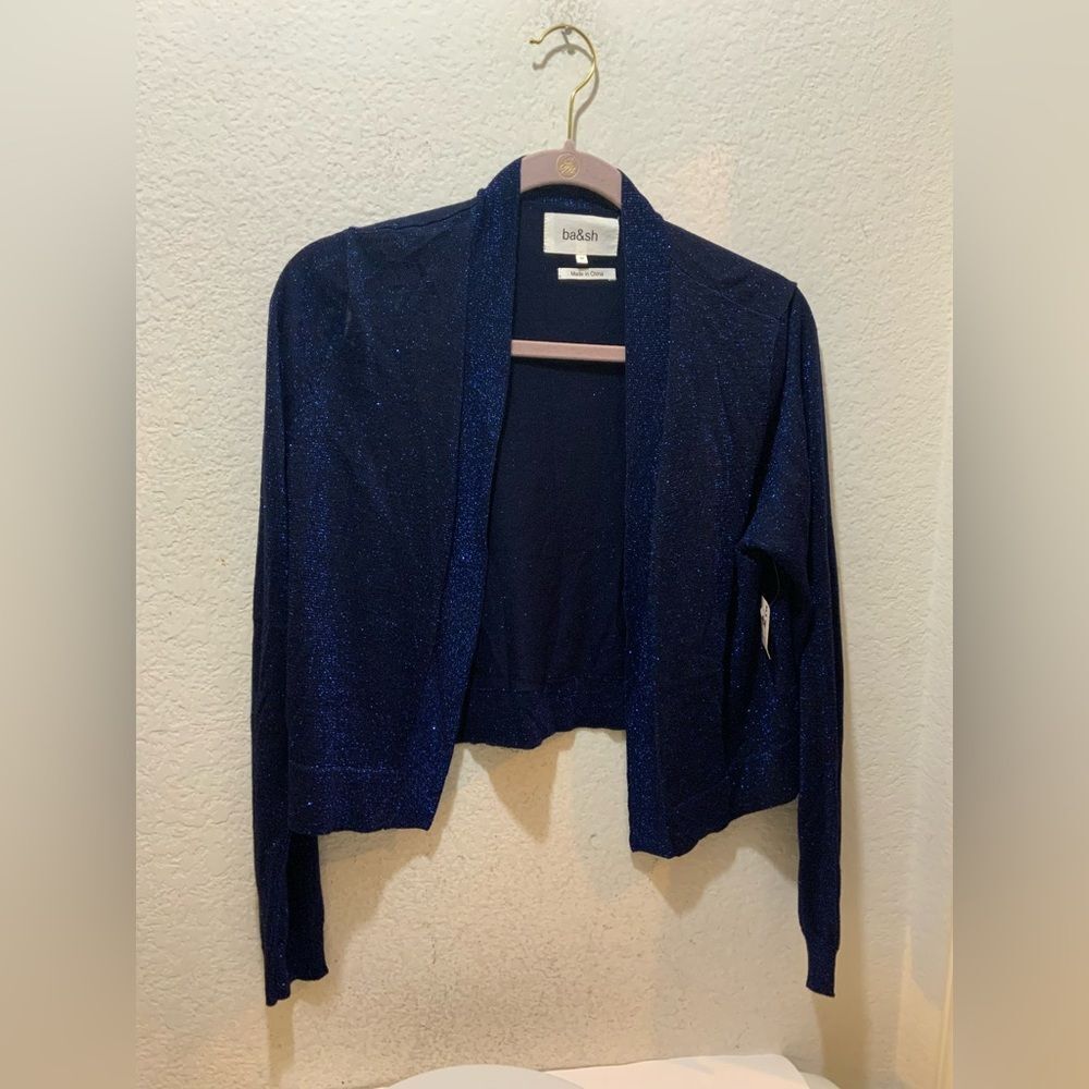 NWOT BA&SH Veste BLUE Glitter  Luxury Knit Blazer lady cardigan us 8